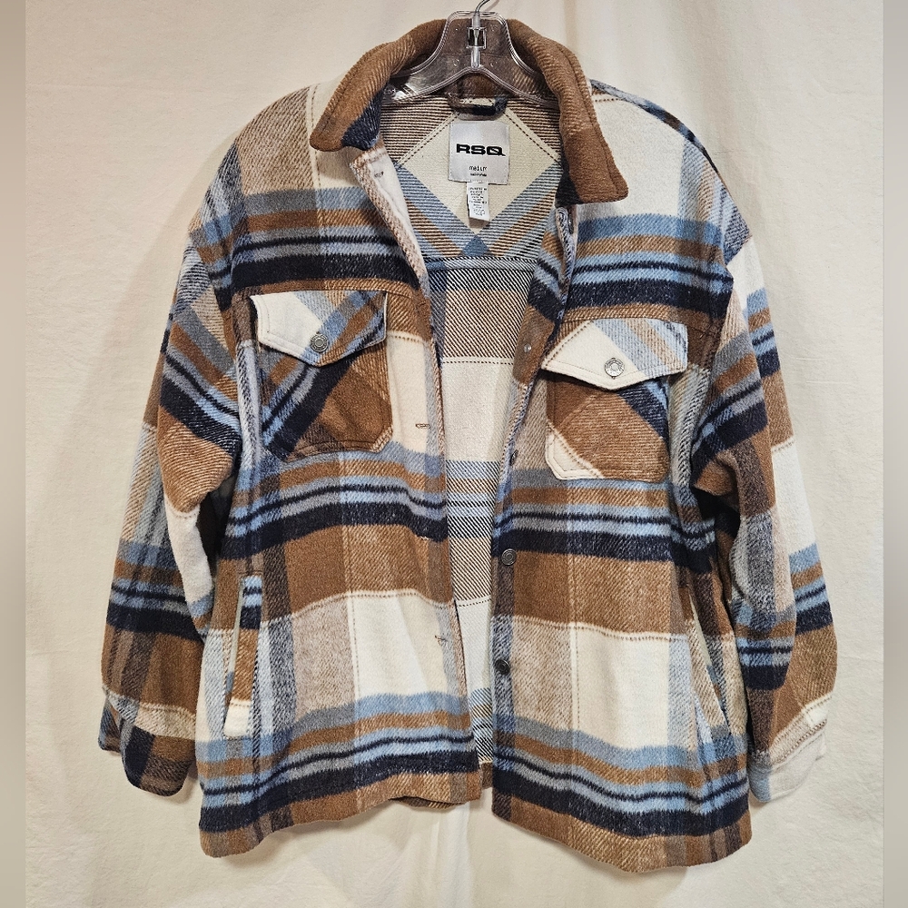RSQ Womens Checkered Jacket - Brown and Blue
